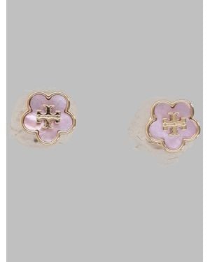 Tory Burch Brass And Mother-Of-Pearl Drop Earrings - Pink