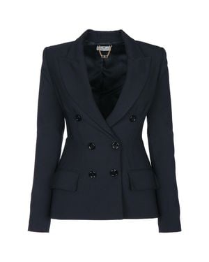 Elisabetta Franchi Single-Breasted Notch-Lapel Blazer Jacket - Black