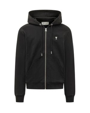 Ami Paris Contrast Hooded Sweatshirt Hoodie - Black