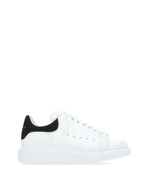 McQueen Calf Leather Sneaker With Suede Heel - White