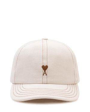 Ami Paris Embroidered Cap - Natural