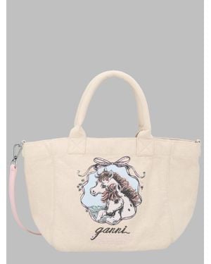 Ganni Graphic Canvas Tote Bag - Natural