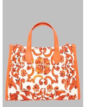 Dolce & Gabbana Shopping Canvas Mini Shoulder Bag For Girls - Orange