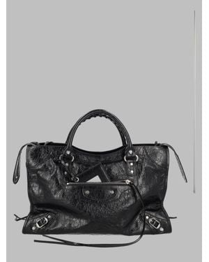 Balenciaga Structured Tote Bag With Top Handles And Shoulder Strap - Gray