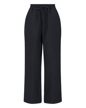 Y-3 Straight Leg Pants With Elastic Waist And Drawstring Closure - Blue