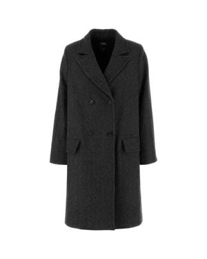 A.P.C. Embroidered Wool Blend Woara Coat - Black