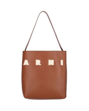Marni Luxury Calf Leather Mini Bag With Brass Hardware - Brown