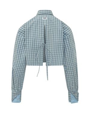 MSGM Mini Checkered Short Sleeve Shirt - Blue