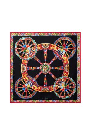 Dolce & Gabbana Elegant Foutherd Style 90X90 Scarf - Black