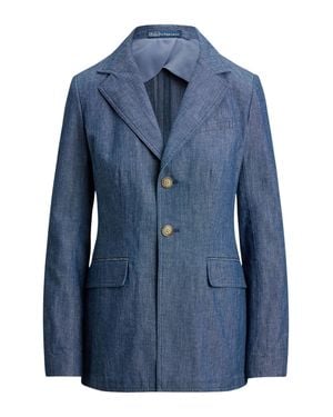 Polo Ralph Lauren Classic Button-Up Jacket With Front Pockets For - Blue