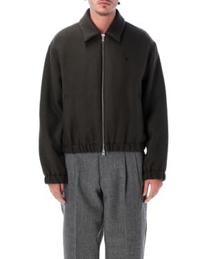 Ami Paris Wool Zip-Up Jacket - Black