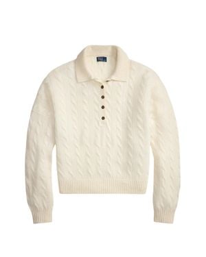 Ralph Lauren Merino Wool Cashmere Polo Sweater - White