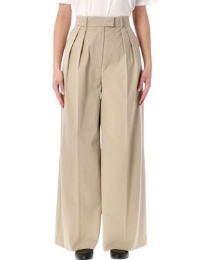 Anine Bing Lou High-Rise Wide Pants - Natural