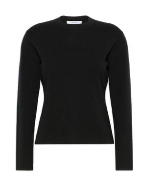 Max Mara Pure Wool Interlock Crewneck Sweater With Long Set-In Sleeves - Black