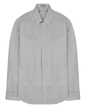 Dior Silk-Cotton Button-Up Shirt - Gray