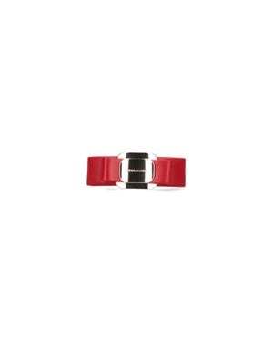 Ferragamo Leather Cuff Bracelet With Metallic Buckle - Red