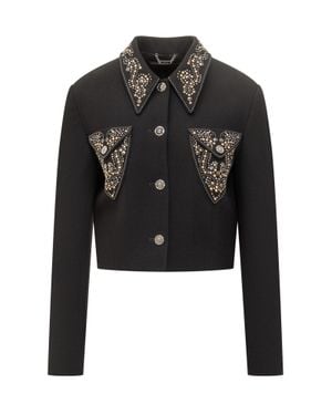 Versace Short Jacket With Studded Accents - Black