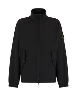 Stone Island Technical Windbreaker With Zip And Pockets - Black