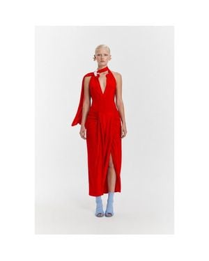 Vivetta Midi Dress With Half Collar And Elegant Hands - Red