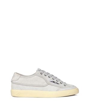 Autry Mini Suede Sneakers With Cotton Laces & Terry Lining - White