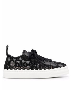 Chloé Lauren Lace & Leather Sneaker - Black