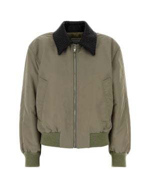 Bottega Veneta Bomber Blouson With Intreccio Neck Detail - Green