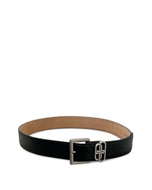 Balenciaga Leather Belt With Logo Buckle - White