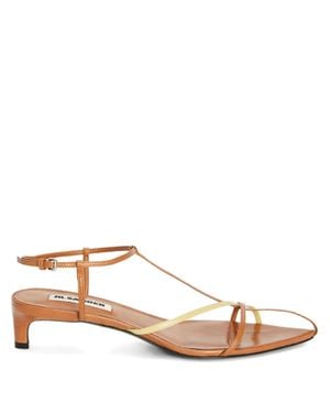 Jil Sander Cage Sandals With Braided Straps And Low Heel - Brown