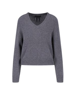 Nili Lotan V-Neck Cashmere Blend Sweater - Blue