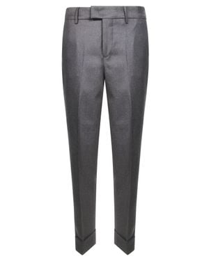 Berwich Comfort Waist Pants With Hem Pleat - Gray