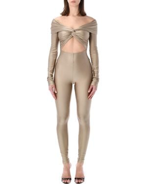ANDAMANE Stretch Off-Shoulder Cut-Out Jumpsuit - Natural