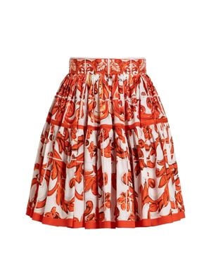 Dolce & Gabbana Maiolica Print Cotton Skirt - Red