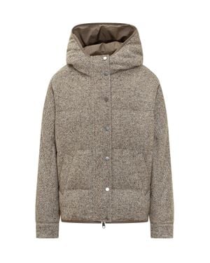 Brunello Cucinelli Luxury Down Jacket With Hood - Gray