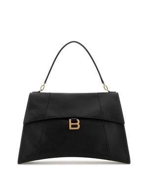 Balenciaga Leather Large Hourglass Soft Handbag - Black