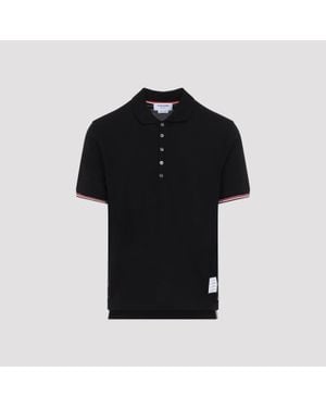 Thom Browne Rwb Striped Short-Sleeve Polo - Black