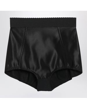 Dolce & Gabbana Silk Satin Culottes With High-Waist Elastic Waistband - Black
