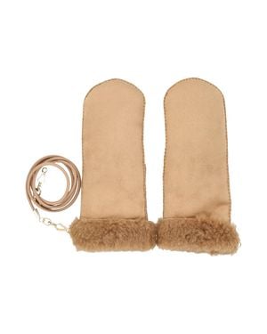 Max Mara Bouclé Mittens With Removable Lanyard - Natural