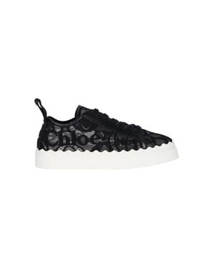 Chloé Sleek Leather-Trim Sneaker - Black