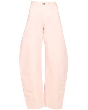 Alaïa Round Curved Wide-Leg High-Waist Jeans - Pink