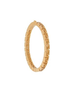 Versace Medusa Stud Earrings With All-Over Greek Motif - Metallic