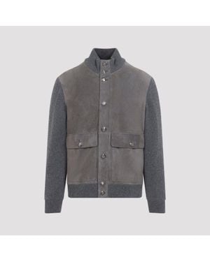 Brunello Cucinelli Padded Leather Jacket - Gray