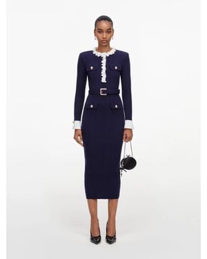 Self-Portrait Snap-Front Mini Dress With Removable Shoulder Straps, Removable Belt, Size S - Blue