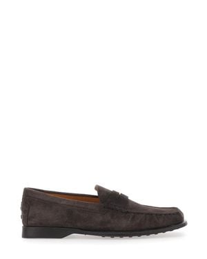 Tod's Suede Loafers With Penny Slot And Embossed Logo Monogram - Brown