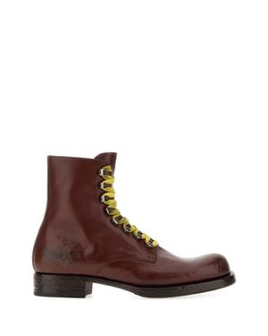 Prada Leather Ankle Boots - Brown