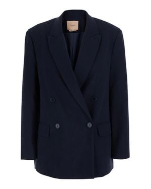 Twinset Double-Breasted Jacket With Peak Revers - Blue