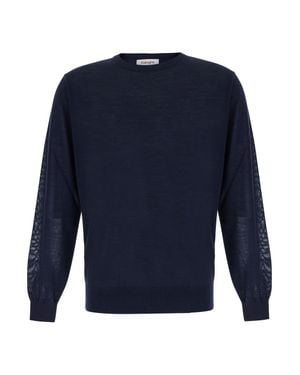 Kangra Merino Extrafine Crew Neck Long-Sleeve Jersey Sweater - Blue