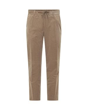 BOSS Tailored Cotton-Blend Pants With Stretch Waist - Natural