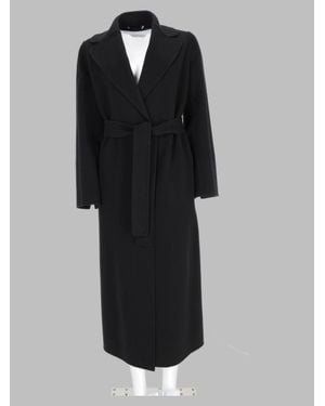 Max Mara Long Belted Wool Coat - Black