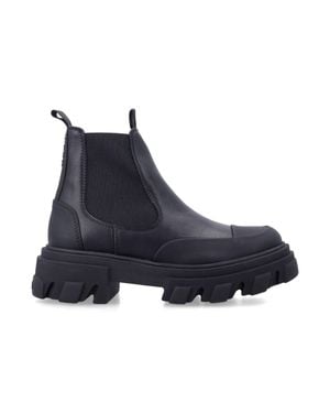 Ganni Cleated Chelsea Boots With Chunky Rubber Sole - Blue