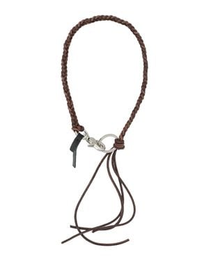 Our Legacy Braided Cord Necklace With Metal Hook - Brown